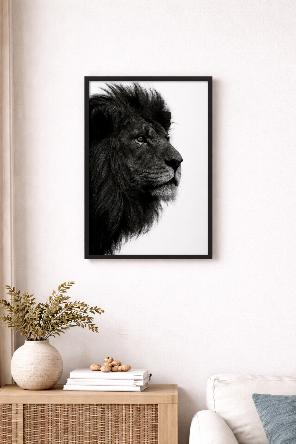 Black and White Lion Print