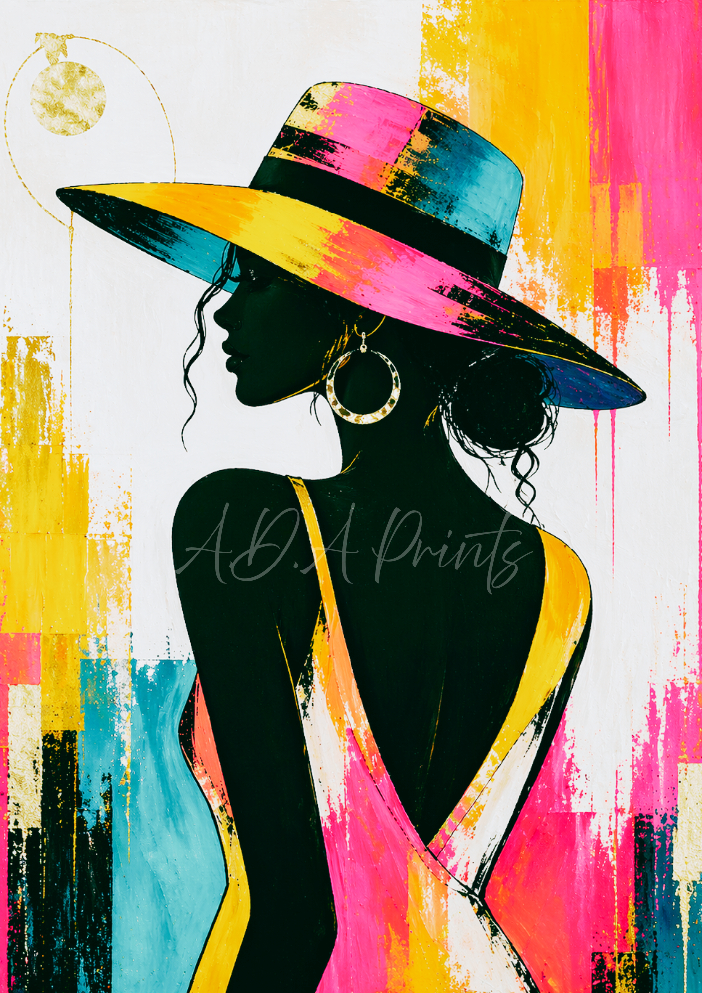 Block Colour Lady Silhouette Wall Art Print | Bold Fashion Art | A3 / A4 | Digital Download