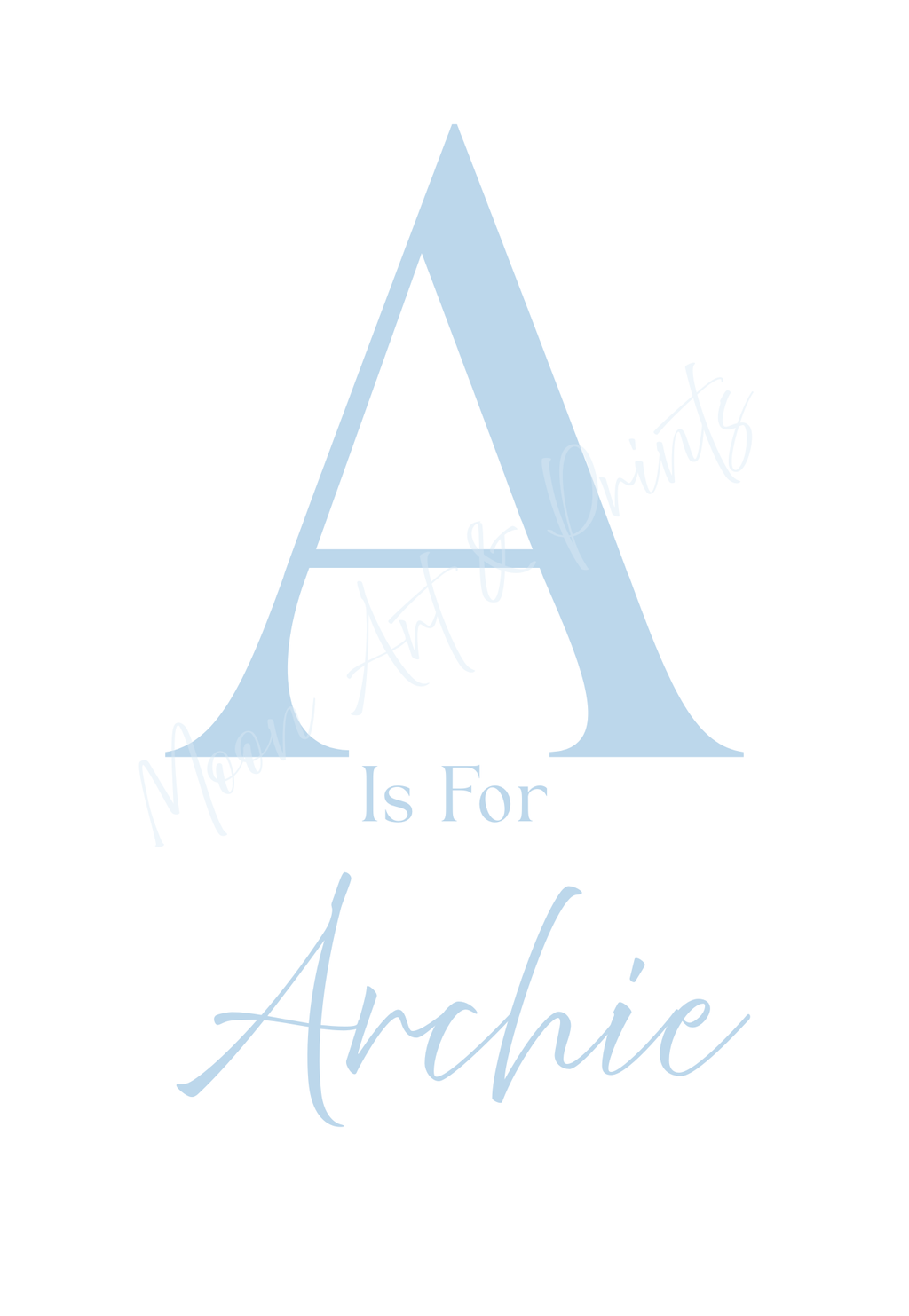 Personalised letter A name print hot air balloon nursery wall art
