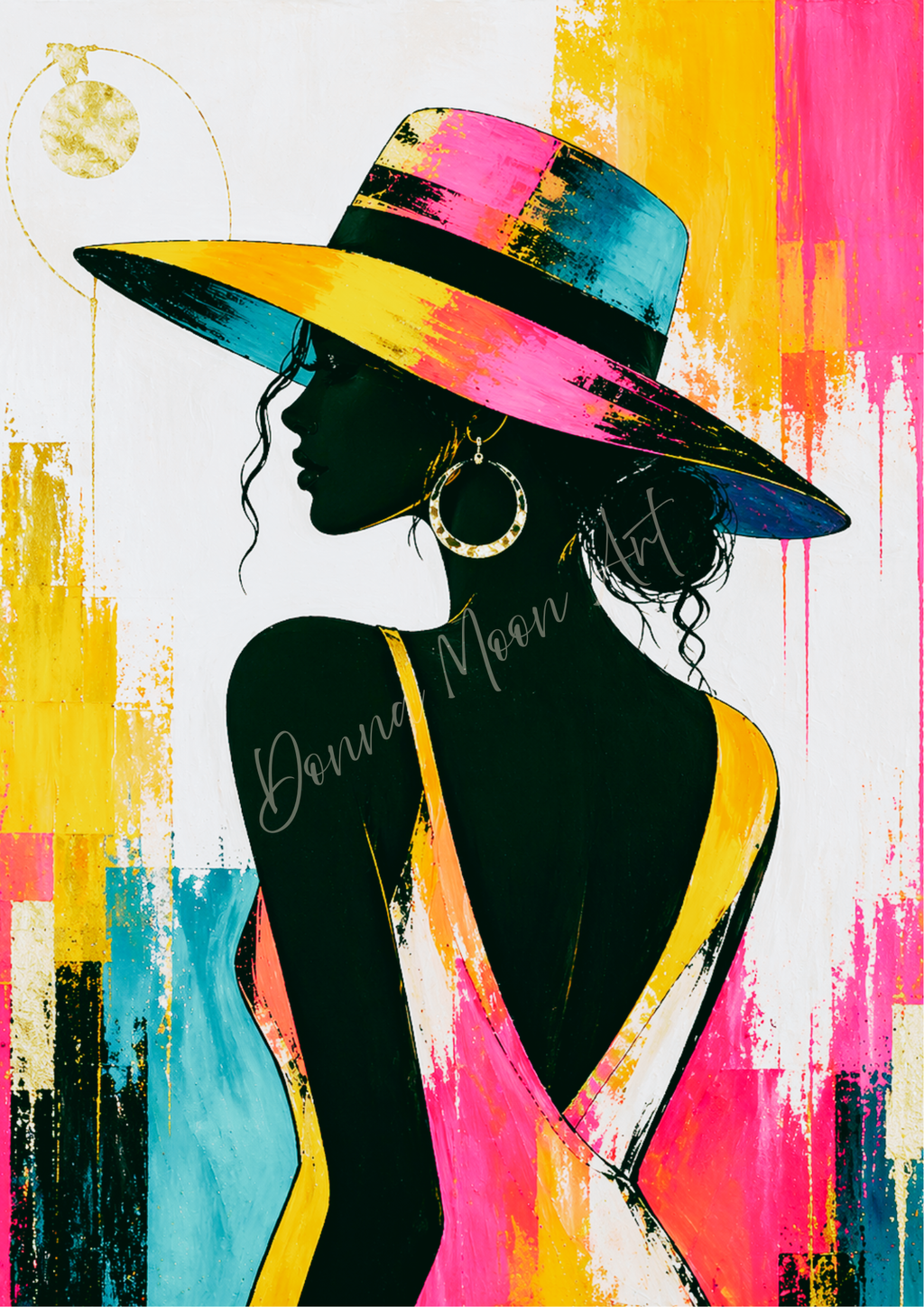 Block Colour Lady Silhouette Wall Art Print | Bold Fashion Art | A3 / A4 | Digital Download