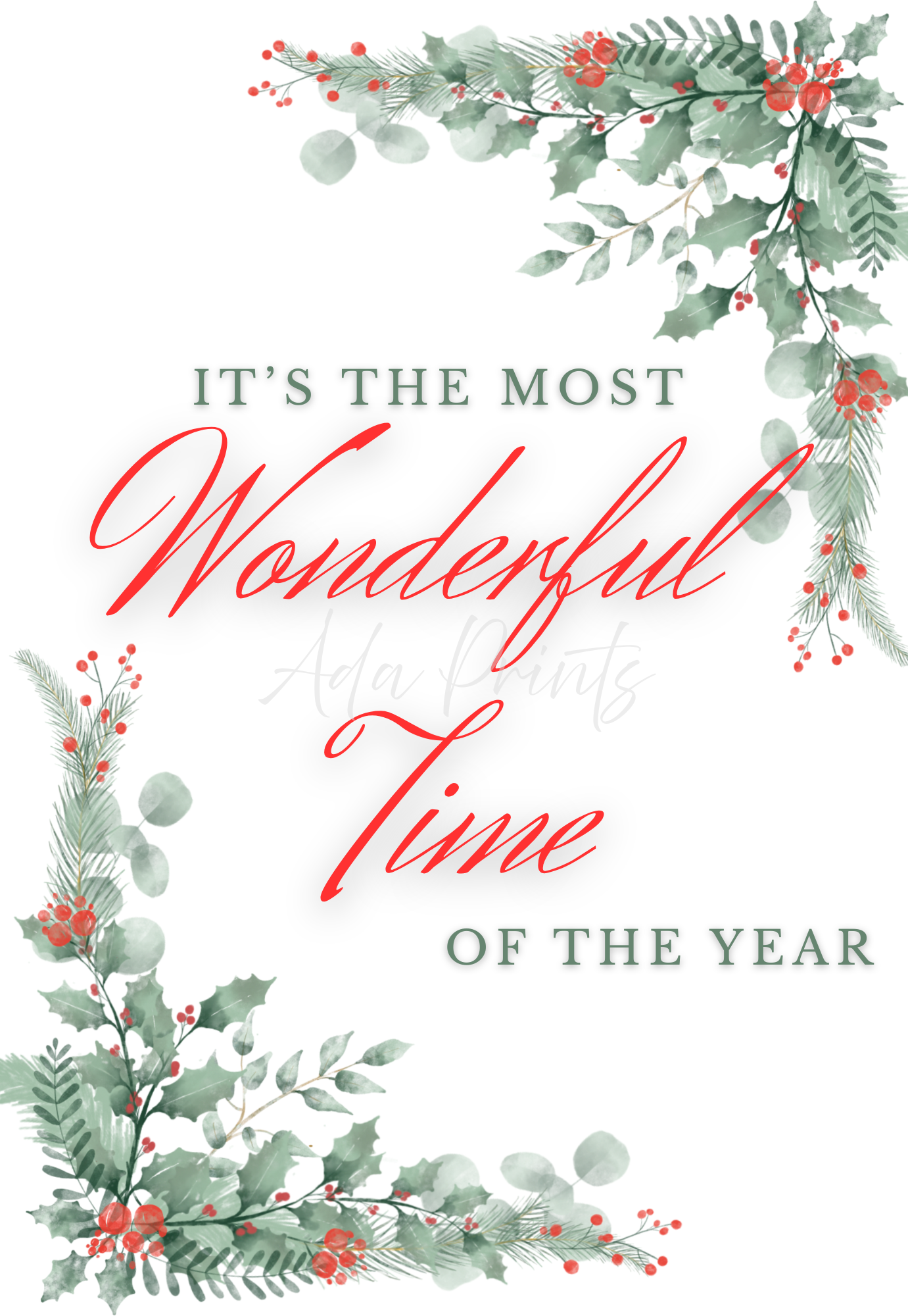 Set of 3 Christmas Wall Art Prints - Festive Holiday Decor