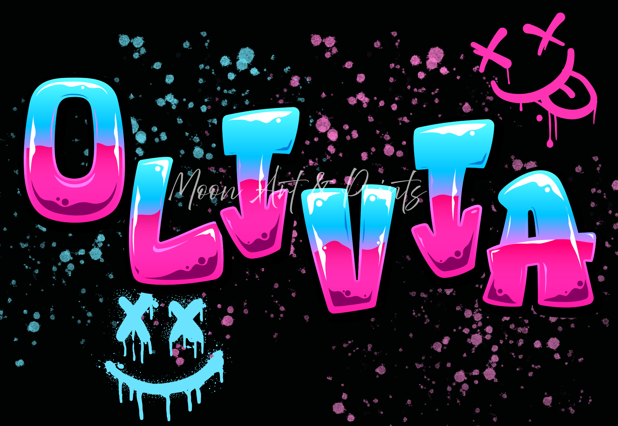 Personalised street art style name print for teen room decor