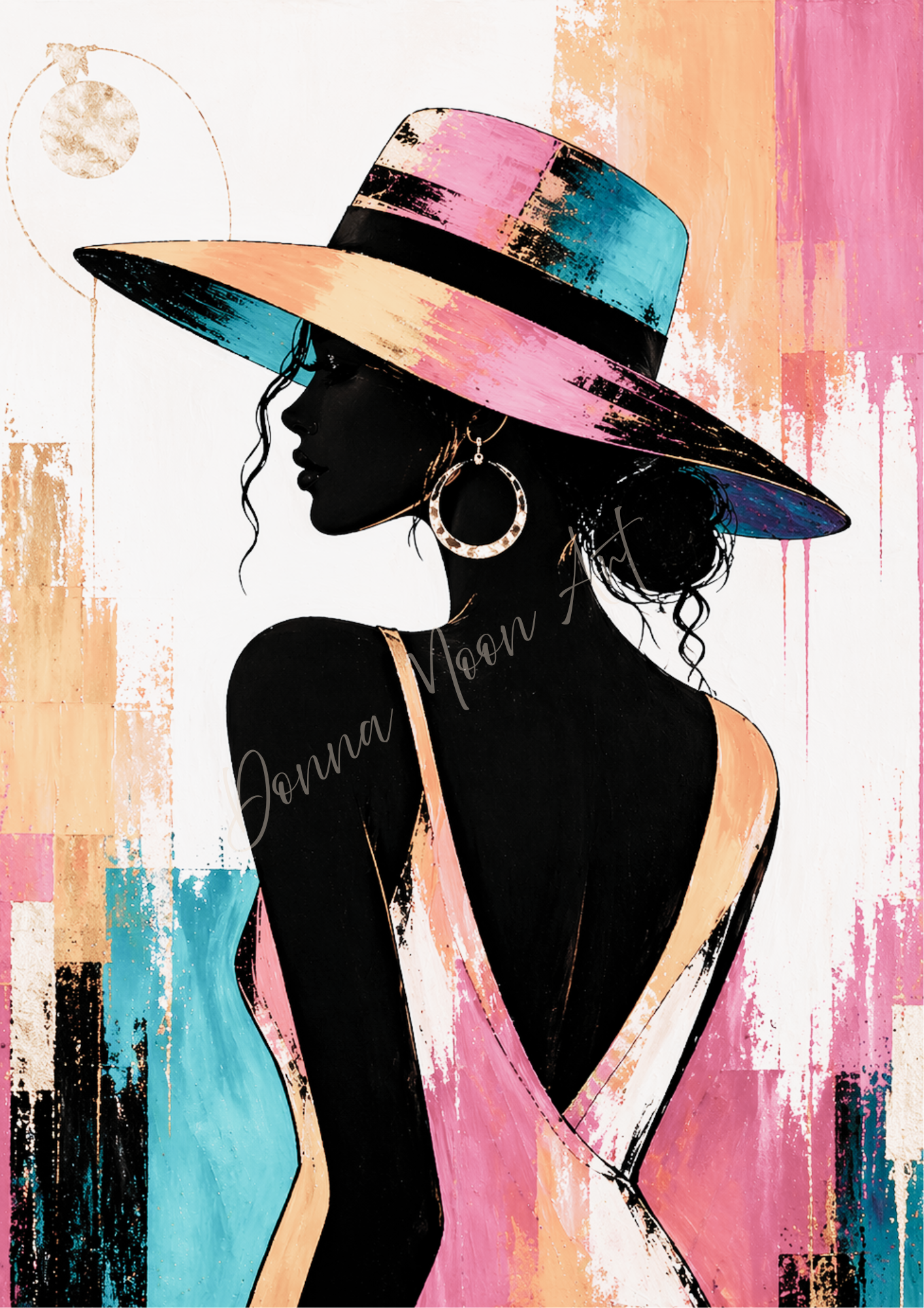 Block Colour Lady Silhouette Wall Art Print | Bold Fashion Art | A3 / A4 | Digital Download