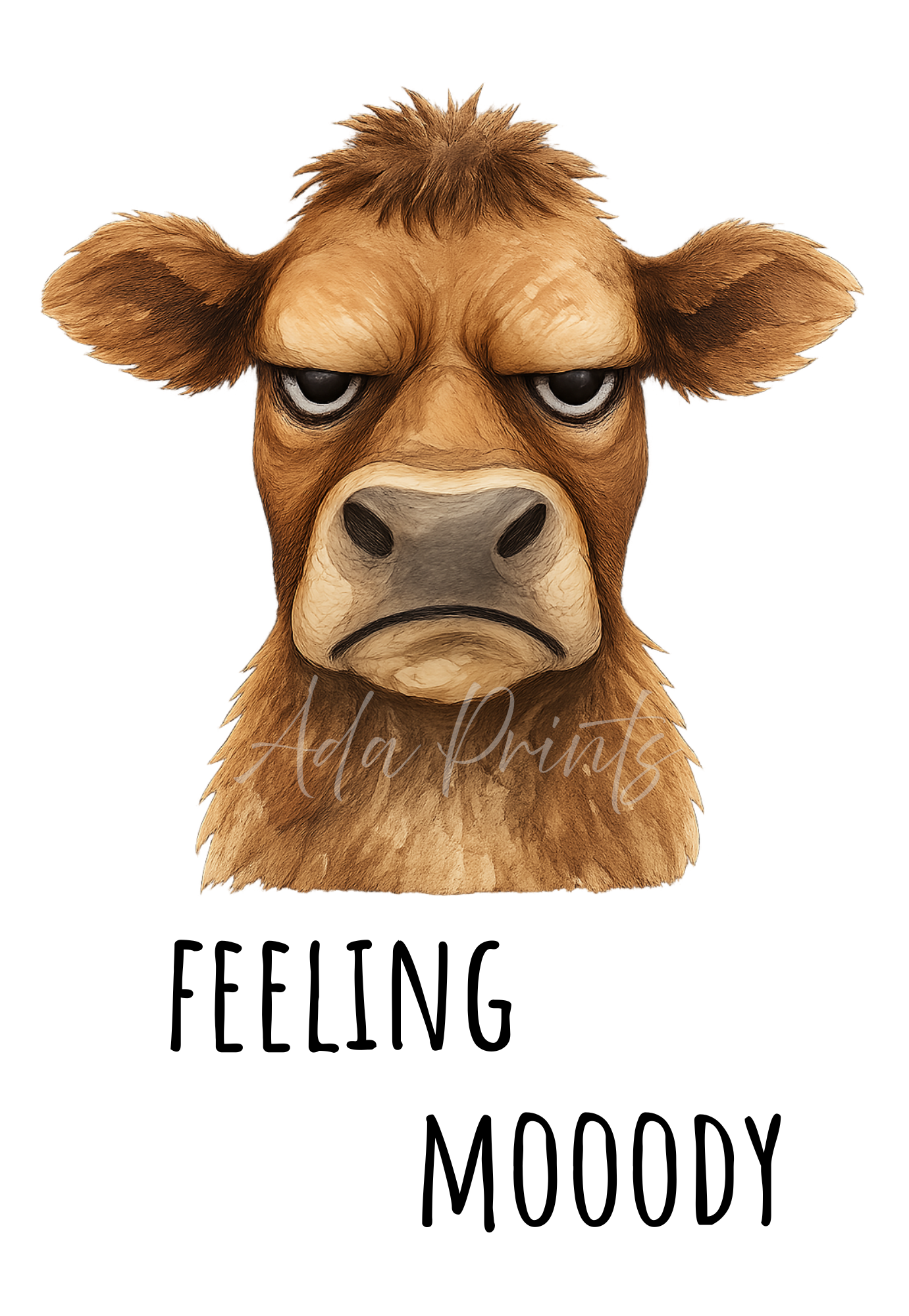 Feeling Mooody Cow Print - Funny Animal Wall Art
