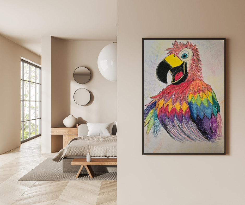 Cheeky Parrot - Original Oil Pastel Art