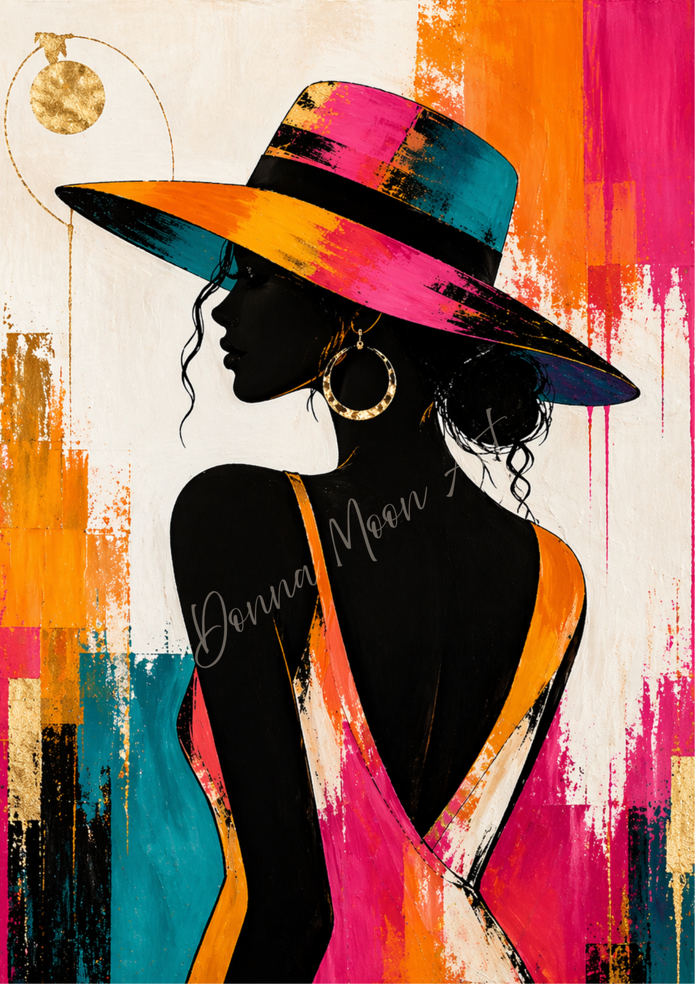 Block Colour Lady Silhouette Wall Art Print | Bold Fashion Art | A3 / A4 | Digital Download